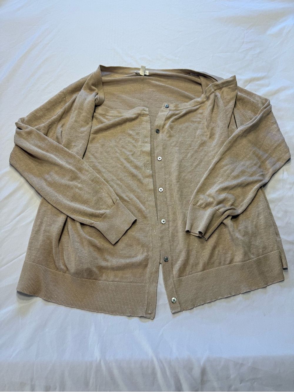 Garnet Hill Women's Lightweight Button-Front Cardigan - Taupe